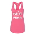 thumbnail image 2 of Wild Bobby, Faith Over Fear Psalm 118:6 White, Inspirational/Christian, Women Racerback Tank Top, Hot Pink, Large, 2 of 3