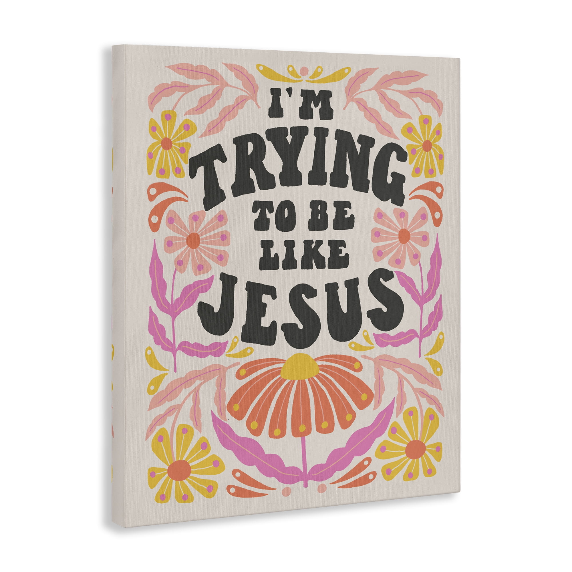 Stupell Industries Trying To Be Like Jesus Religious & Spiritual Painting Wrapped Canvas Art Print Wall Art, 16 x 20