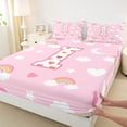 thumbnail image 4 of Feelyou Lovely Love Heart Letter I Bed Sheets, Moon Cloud King Sheets for Kids Girls, Pink, 4 Pieces, 4 of 5