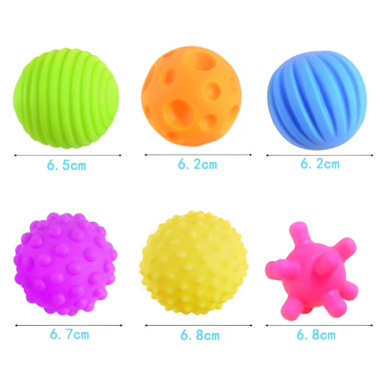 6pcs 6-8cm Soft Message Ball Baby Sensory Development Sound Bath Toy Gifts 