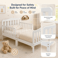 thumbnail image 3 of Zimtown Toddler Bed, Wood Kids Bedframe Children Classic Sleeping Bedroom Furniture w/Safety Rail Fence (White), 3 of 12