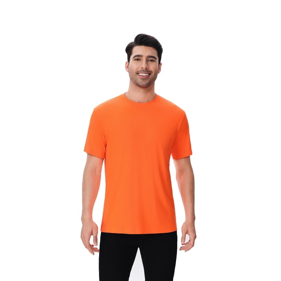 Zfeel Dry Fit Men's Safety T-Shirt, Short Sleeve, Hi Vis Neon Orange, Moisture Wicking, UPF 50 , 2XL