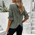 thumbnail image 6 of ClodeEU Women's Striped 3/4 Sleeve Blouse with Back Button ,Casual Loose Fit Shirt Army Green,Women's Plus L, 6 of 8