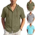 thumbnail image 6 of Purcolt Men's Short Sleeve Hooded Shirts Lightweight Moisture Wicking Button Down Shirt Summer Casual Loose Fit Workout Tops for Beach Vacation Party, 6 of 6
