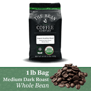 The Bean Coffee Company Organic Breakfast Blend, Medium Dark Roast, Whole Bean, 16-Ounce Bag