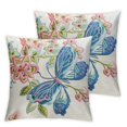 thumbnail image 2 of COMIO Set of 2 Decorative Throw Pillow Covers Couch Square Pillowcases Cushion for Bedroom Sofa Farmhouse Decor (Blue Butterfly) White, 2 of 6