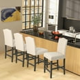 thumbnail image 5 of Costway Upholstered Bar Stools 25" Counter Height Chairs with Rubber Wood Legs, Beige (Set of 2), 5 of 9
