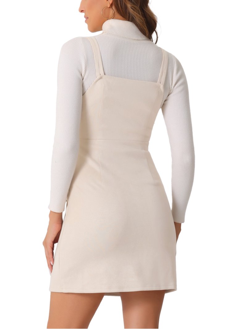 pinafore bodycon dress Limited Collection Women's Plus Size Beige Brown Faux Suede Pinafore Dress Size 12