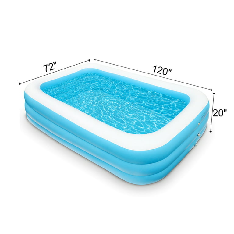 Inflatable Outdoor Swimming Pool 120 inchx72 inchx20 inch Thickened, Full-Sized Above Ground Kiddle Family Lounge Pool for Adult, Kids, Toddlers, Blow