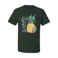 thumbnail image 2 of Wild Bobby, Pineapple Stand Tall Wear Crown And Stay Sweet Inside Arty Inspirational Pop Culture Men's Graphic T-Shirt, Forest Green, 5XL, 2 of 3