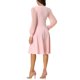 thumbnail image 3 of Vestido envolvente para mujer Inspire Chic, con escote en V, mangas de linterna, puntos suizos, midi y con bolsillos, talla S, color rosa, 3 of 6