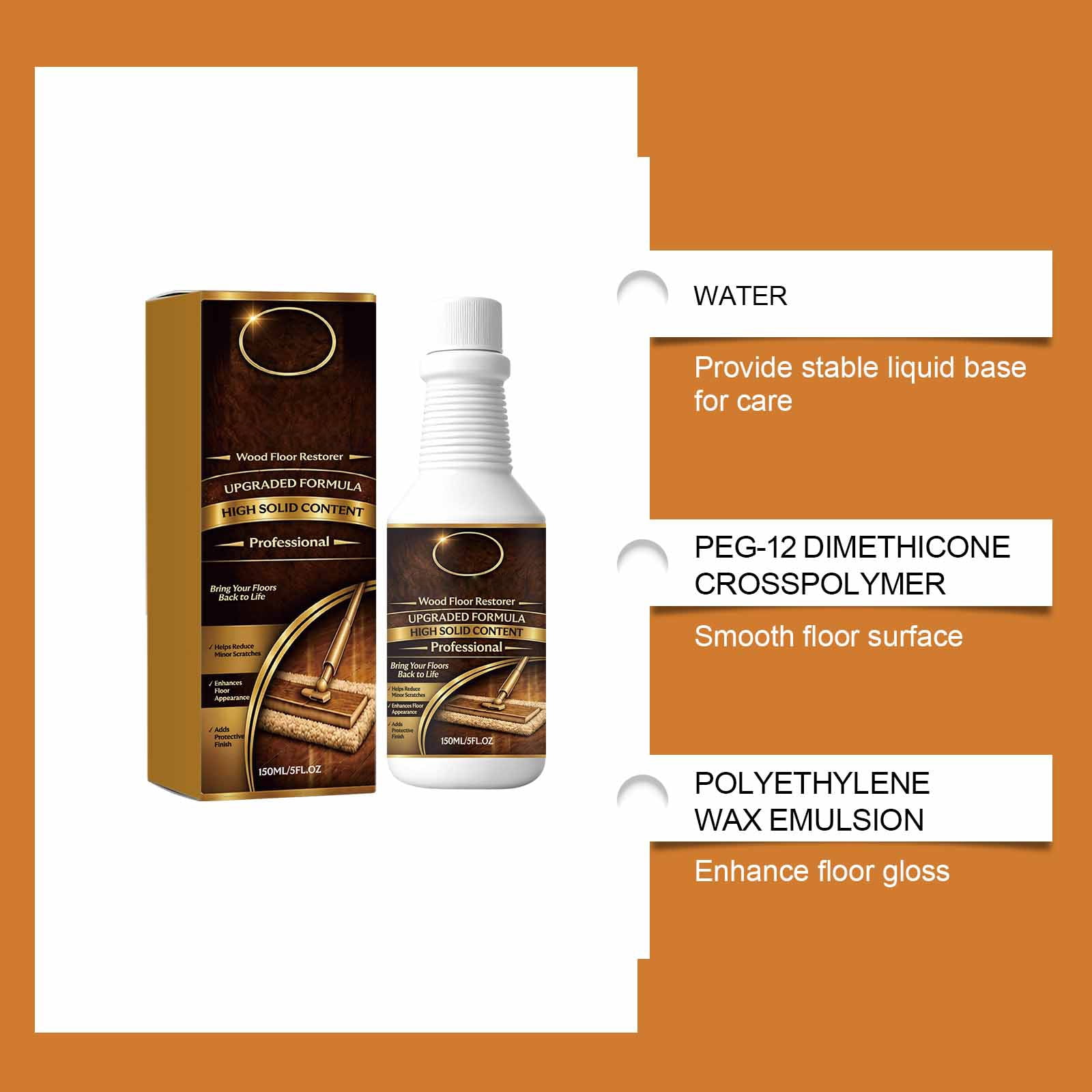All-In-One Floor Scratch Repair Liquid, Wood Floor Restorer, Floorvive Floor Restorer, Wood Floor Polish, Revives Faded Floor Luster, Conceals and Fills All Small Micro Scratches,