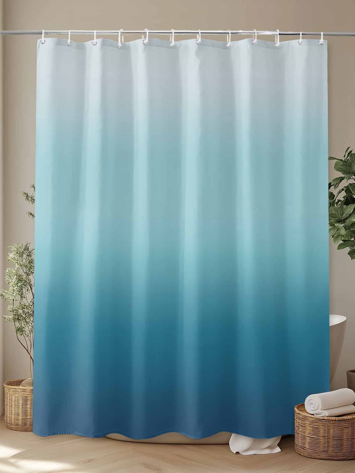 Boanket Polyester Fabric Ombre Pure Blue Abstract Art Shower Curtain, Waterproof Bathtub Curtain Bathroom Decor Set with Hooks 60 x 72 Inches,
