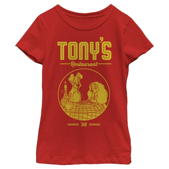 Girl's Lady and the Tramp Tony's Restaurant '55 Graphic Tee Red Small