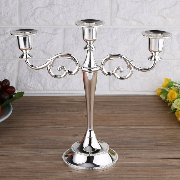 2 Colors 3 Arms Metal Candle Holder European Style Candelabra Wedding