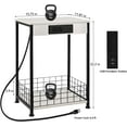 thumbnail image 3 of Oumilen Adult 2 Tier Nightstands End Tables with Charging Station and Storage Basket Set of 2, White, 3 of 7