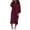 Wine, variant on BangWanChi Long Sleeve Dresses for Women Sexy Fashionable Women's Long Sleeved V-neck Solid Color Hooded Loose Fitting Dress