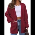 thumbnail image 1 of Cárdigan Extragrande de Punto Suave para Mujer con Bolsillos Vino Tinto XXL, 1 of 6