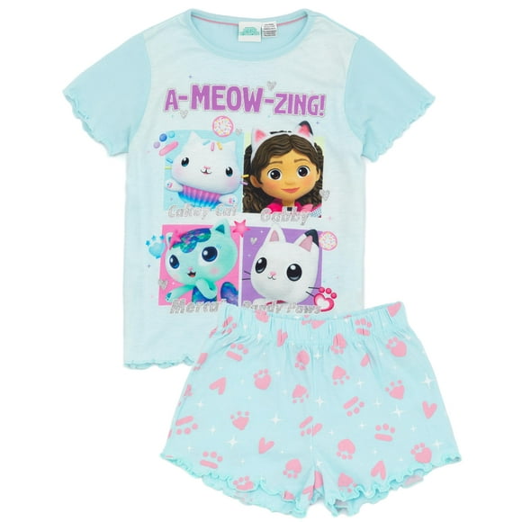 Gabby's Dollhouse Girls Blue Short Sleeve Short Leg Pyjama Set
