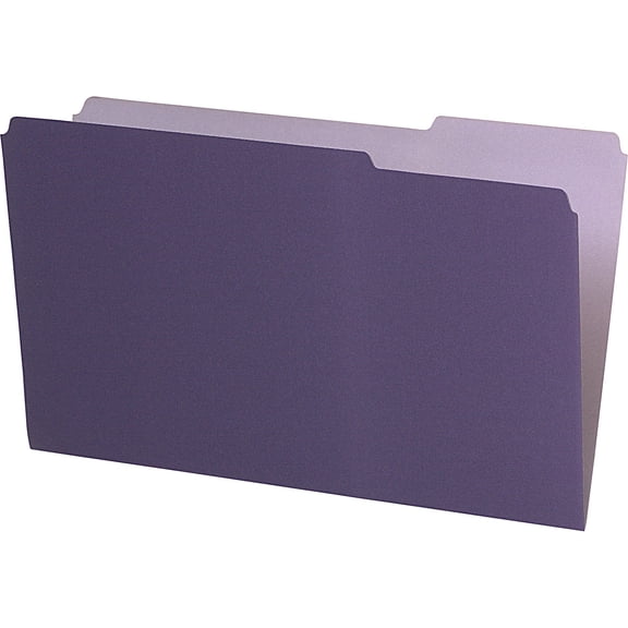 Interior File Folders, 1/3-Cut Tabs, Legal Size, Violet, 100/box | Bundle of 5 Boxes