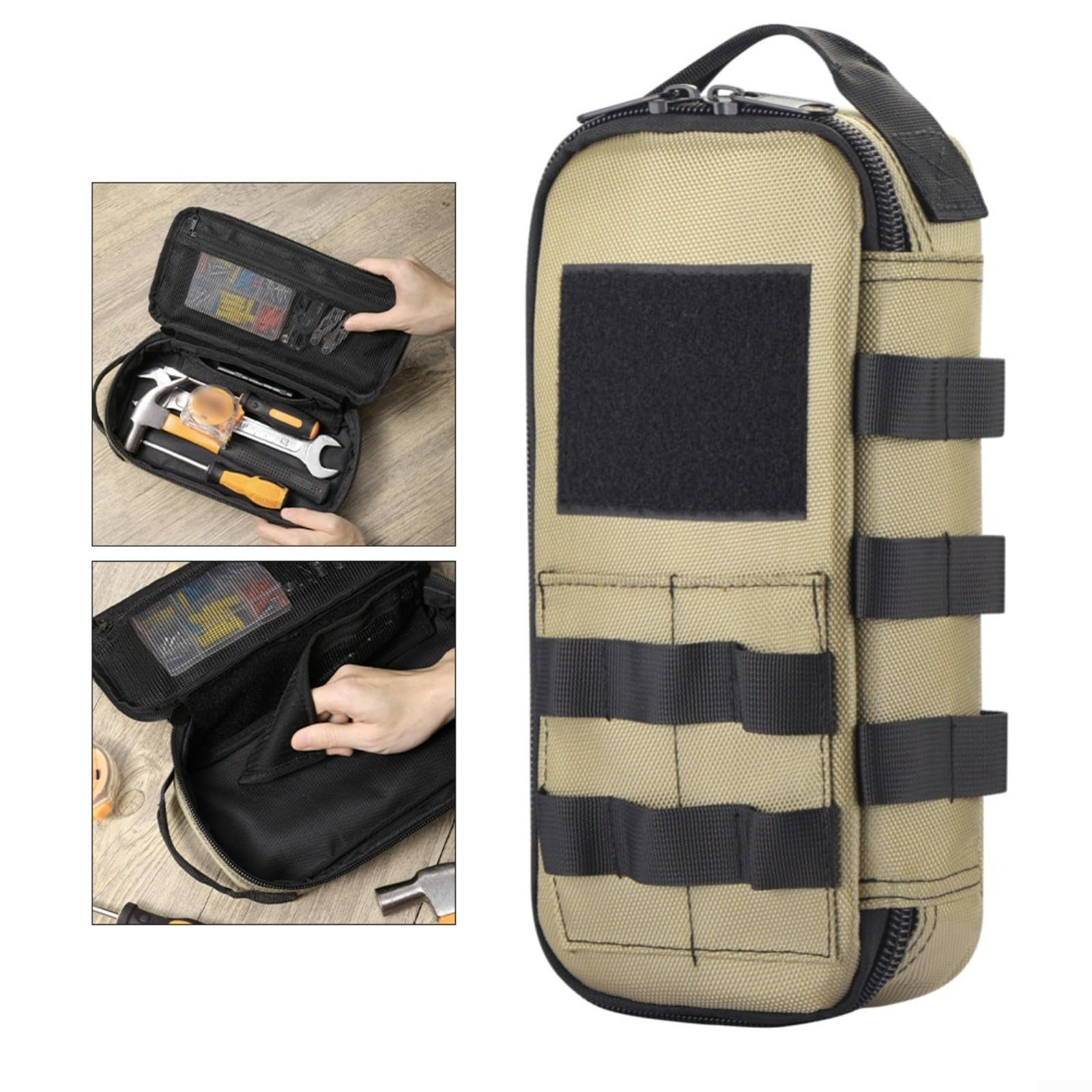 Heavy Duty Small Tool Bag Pouch Portable Utility Organizer Case with Zipper Handle. Perfect for Motorcycle, Road Bike, Electricians & More