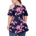 thumbnail image 3 of CHOK Women‘s Plus Size Cold Shoulder Tunic Top Summer Short Sleeve Blouse, 3 of 7
