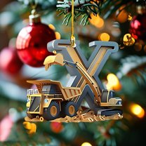 Danhjin Acrylic Ornament Blanks, 26 Letters Building Vehicle Christmas Decorations Shatterproof Style Decor for Tree, Home, Holiday Party Supplies