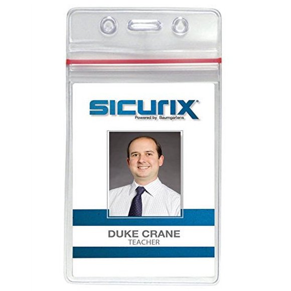 SICURIX Zip Closure Sealable ID Badge Holders Vertical 50 Pack CLEAR (Pack of 2) (47840)