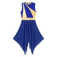 thumbnail image 4 of Kaerm Womens Lyrical Liturgical Praise Dance Tunic Gold Color Block Metallic Irregular Worship Dance Dress Royal Blue L, 4 of 7