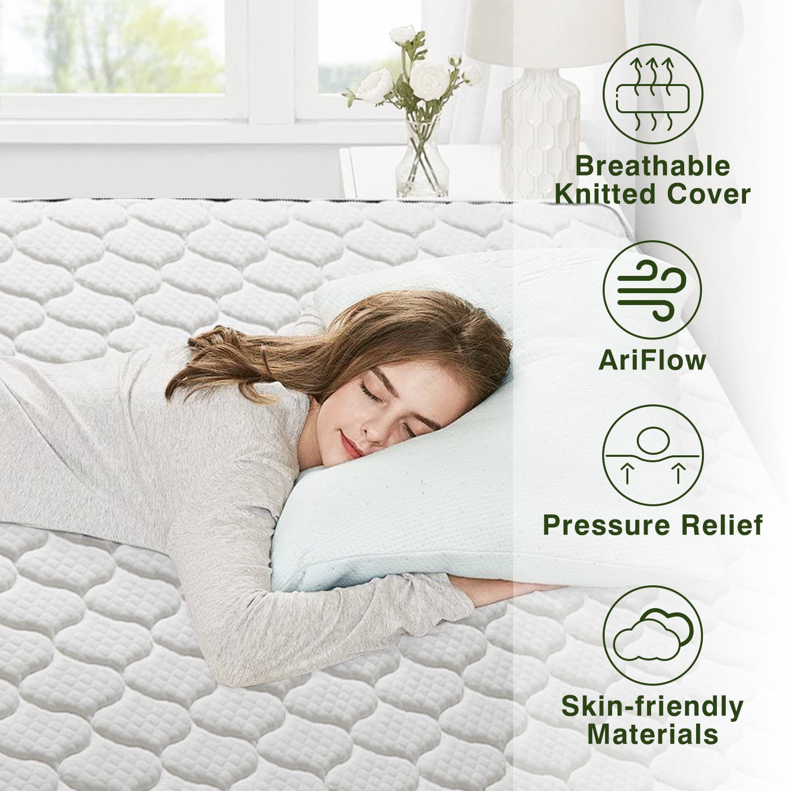 VFD Queen  Mattress, 6 inch Cooling Gel Memory Foam Hybrid Mattress in a Box Medium Feel, CertiPUR-US Certified