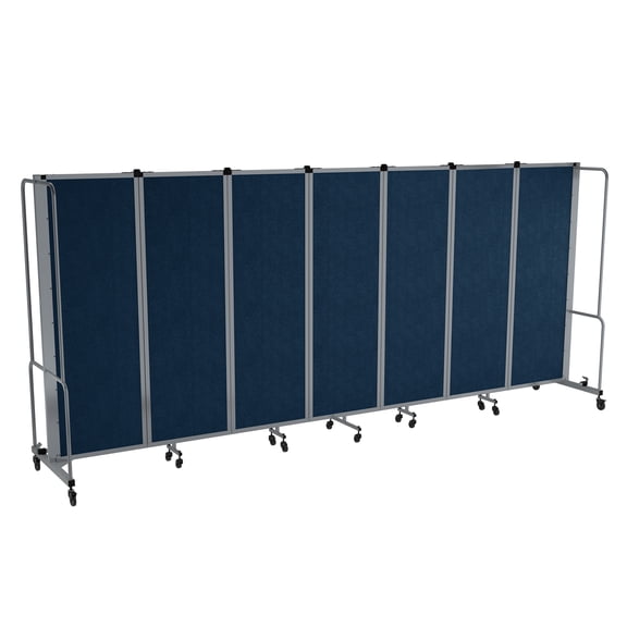 Hampden Furnishings Otis Collection Portable Room Divider, 7 Blue Panels, Grey Frame