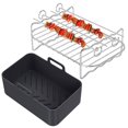 thumbnail image 2 of Ensemble d'Accessoires pour Friteuse à Air Chaud 2 Pcs avec Casserole en Silicone pour Friteuse à Air et Grille à Double Couche avec Brochette, Doublure Réutilisable pour Friteuse à Air avec Poignée, Grille en Acier Inoxydable pour Friteuse à Air avec 4 Brochettes, 2 of 6