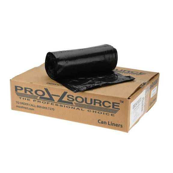 PRO SOURCE Black Household/Office Trash Bags: 30 Gallon Size, 0.6 mil Thickness, Pack of 250
