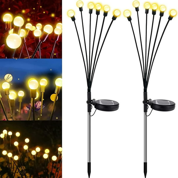 TOANEL 2Pcs Solar Garden Lights Outdoor Powered Firefly Lights Solar