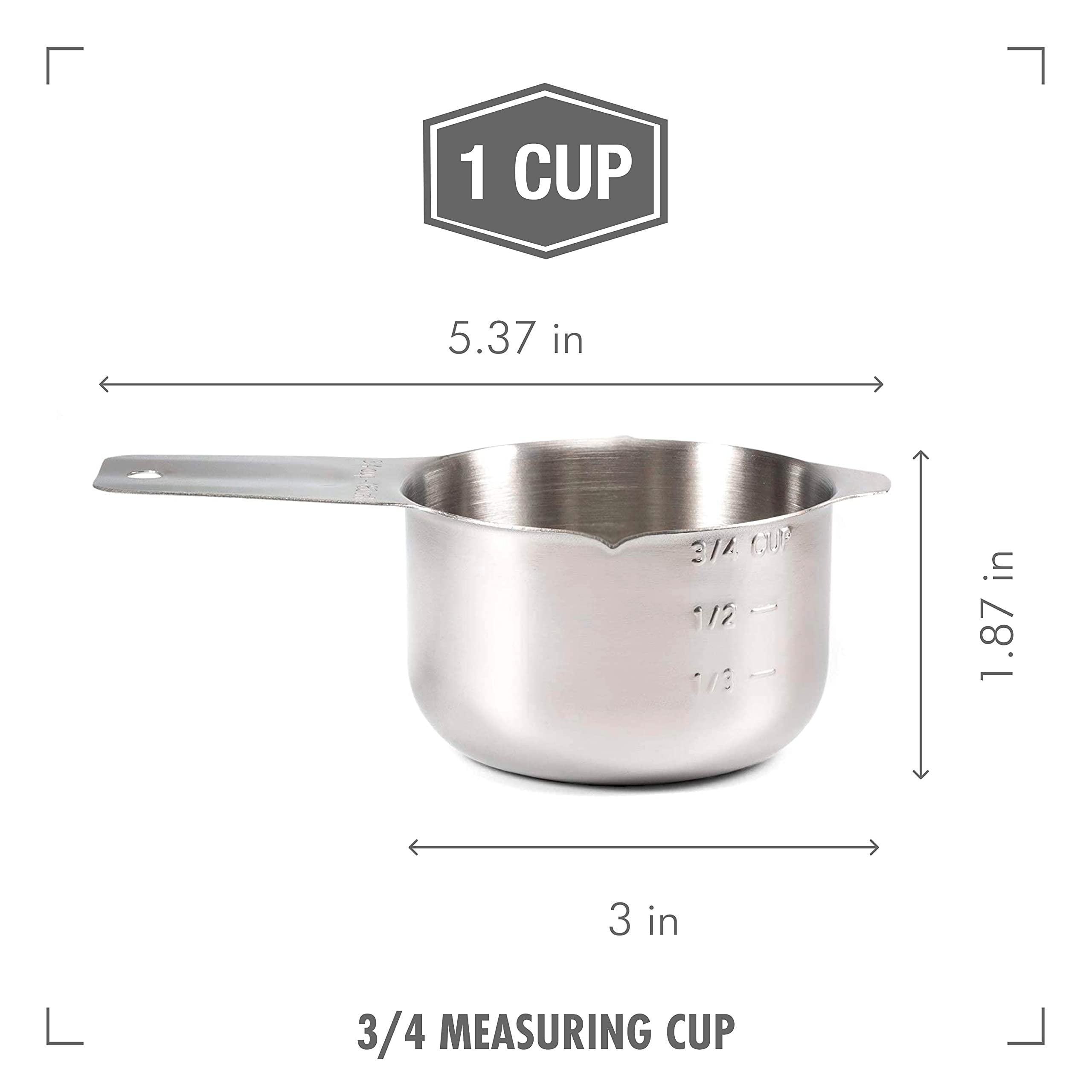MEASURING CUP, 1/2 CUP, STAINLESS STEEL, WIRE LOOP