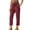 Wine, variant on ABATAB Pull on Capris for Women Dressy Casual Stretch Lightweight Capris Drawstring Cotton Linen Lounge Crop Pants Summer