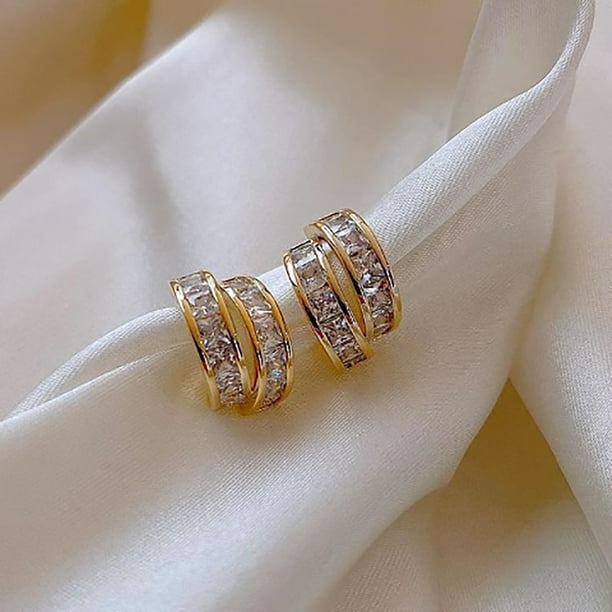 WREESH C shaped Diamond Earrings C Shaped Transparent Diamond Texture Earrings Earrings Walmart