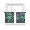 thumbnail image 2 of Sheer Curtains 45 Inches Long, Coastal Teal Green Light Filtering Window Curtains for Living Room/Bedroom, Modern Ocean Mermaid Scales Rod Pocket Voile Sheer Curtain Drapes, 52"W x 45"L, 2 Panels, 2 of 8