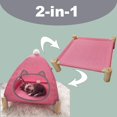 thumbnail image 3 of Nockovi 2-in-1 Cat Tent Wooden Frame Cat Bed Cat Hammock, Quick Assembly and Disassembly, Portable Indoor/Outdoor Pet Tent House for Cats, Puppies and Other Small Animals-Pink, 3 of 6