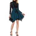 thumbnail image 1 of INSPIRE CHIC Women's Lace Hem Overalls Pinafore Dress Suspenders Skirt Lake Blue S, 1 of 5