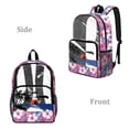 thumbnail image 2 of ZIATUBLES Clear Backpack 17 Inch, Heavy Duty Fabric & PVC Transparent Bookbag with Hawaiian Beach Sunset Print, Large Capacity See Through Backpack for Women Men School, 2 of 7
