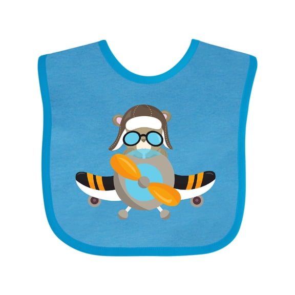 Inktastic Aviator Bear, Pilot Bear, Airplane, Cute Bear Boys or Girls Baby Bib
