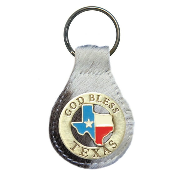 God Bless Texas leather key fob or keychain Hair