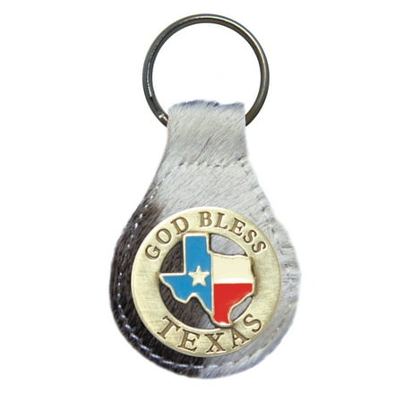 Leather Keychain Key - God Bless Texas leather key fob or keychain Hair