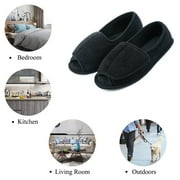 Diabetic Slippers for Women Memory Foam Arthritis Edema Adjustable Open Toe Swollen Feet House Shoes, Black 6