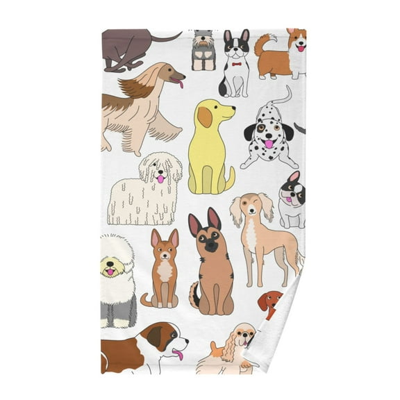 Various Cute Dogs Cotton Face Towels Absorbent Hand Towel Soft Bathroom Towel for Kitchen Hotel Decoration