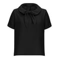thumbnail image 3 of Tsesme Short Sleeve Shirts for Women Fashion Bow Tie Neck Solid Color Breathable T-Shirts Casual Fall Summer Tops, 3 of 6