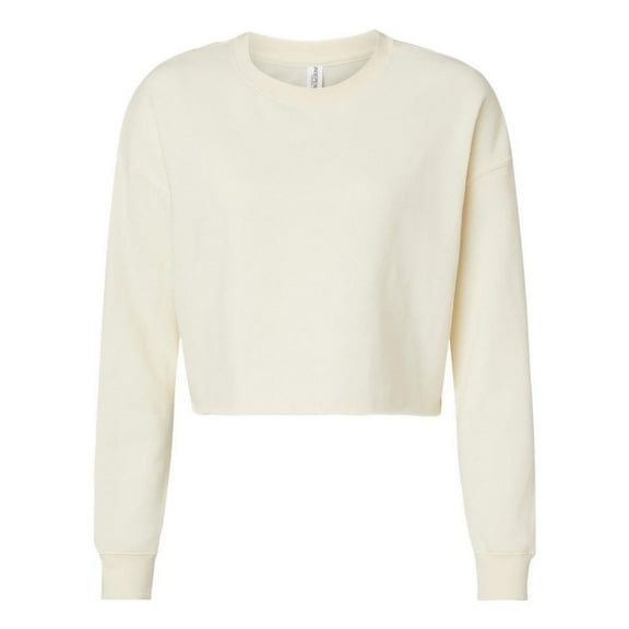Independent Trading B03176242 Womens Lightweight Crop Crewneck Sweatshirt, Bone - Extra Small