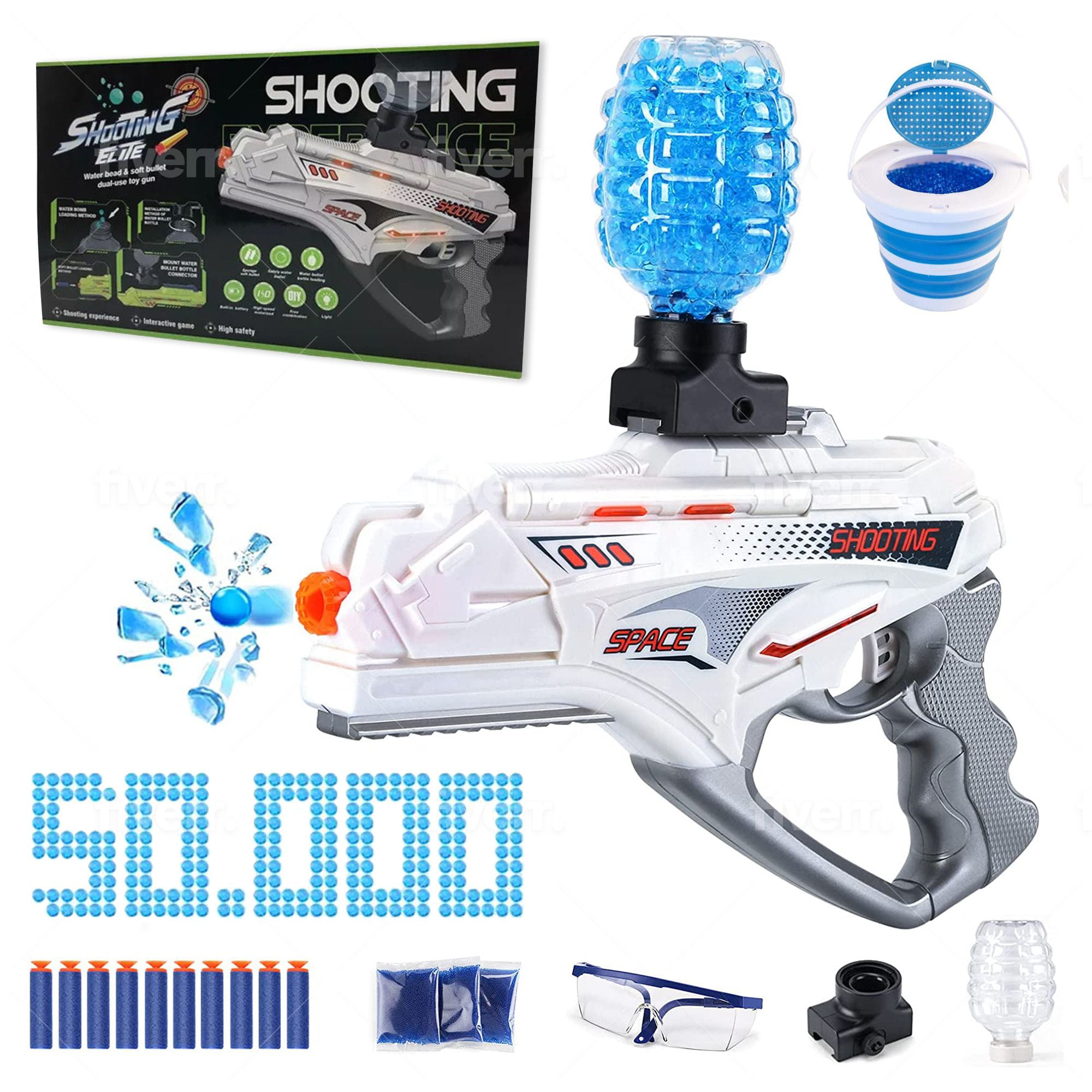 JZ,Electric Orbeez Gun Toy, Space Lighting Water Gel blaster Toy Gun with 50,000 Water Beads