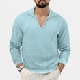 thumbnail image 2 of Odeerbi Fall Winter Knit Sweaters For Men Solid Color V Neck Sweater Stand Collar Elastic Pullover Sweater Sky Blue, 2 of 6